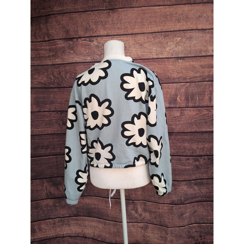 Vans Blue Daisy crop sweatshirt with tie waistband XS Skater Preppy - Picture 2 of 6
